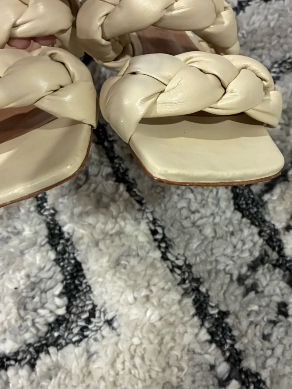 Vince Braided Double-Strap Mules in Cream - Picture 2 of 6